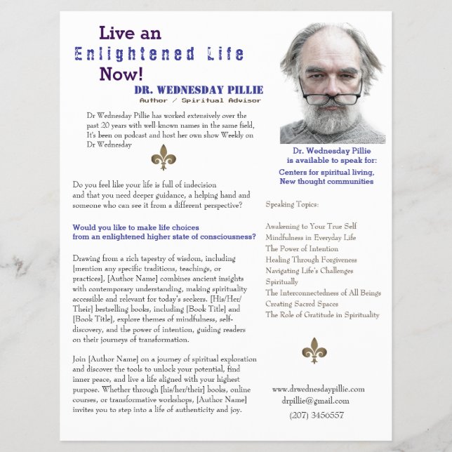 Author One Sheet Book Marketing Blue (Front)