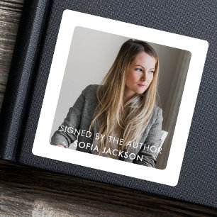 Author Photo & Autograph Book Signing Promotion  Square Sticker