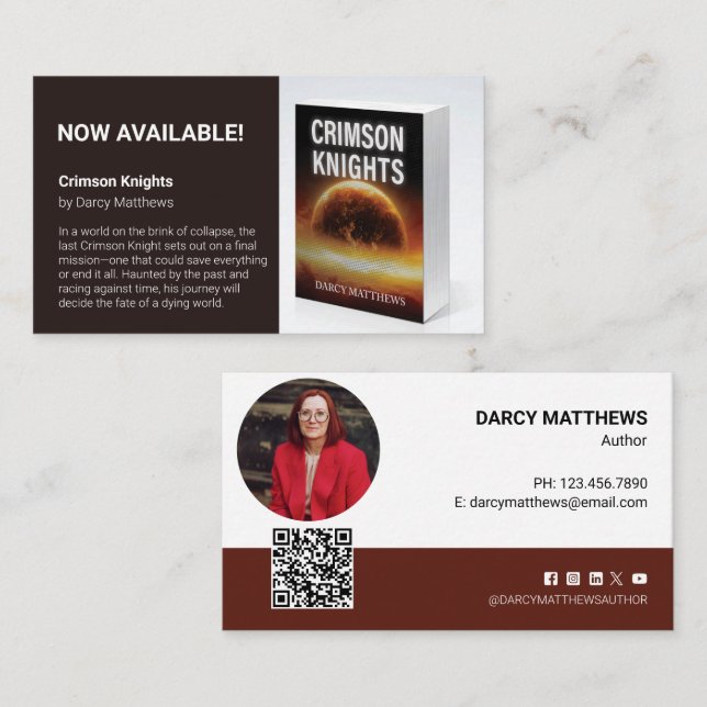 Author Promotional Book Marketing Photo Business Card (Front/Back)