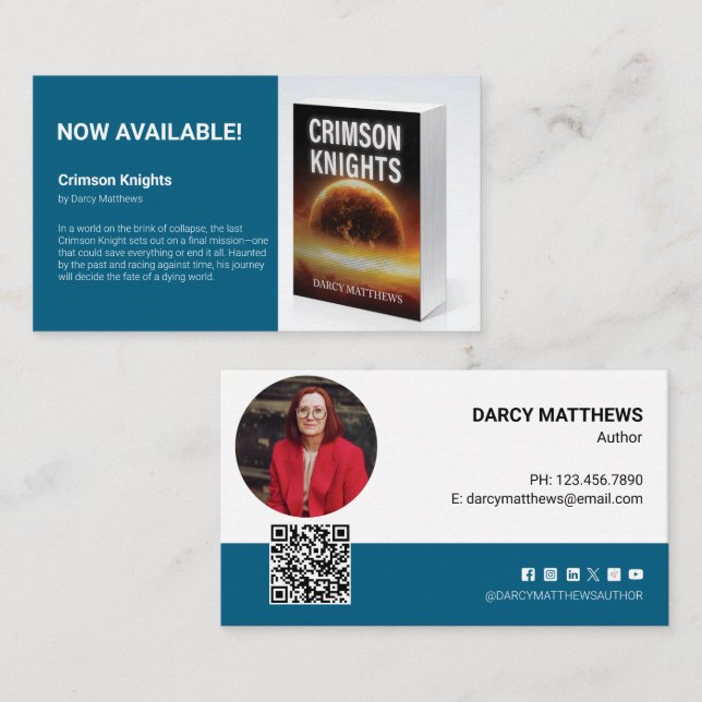 Author Promotional Book Marketing Photo Business Card (Front/Back)
