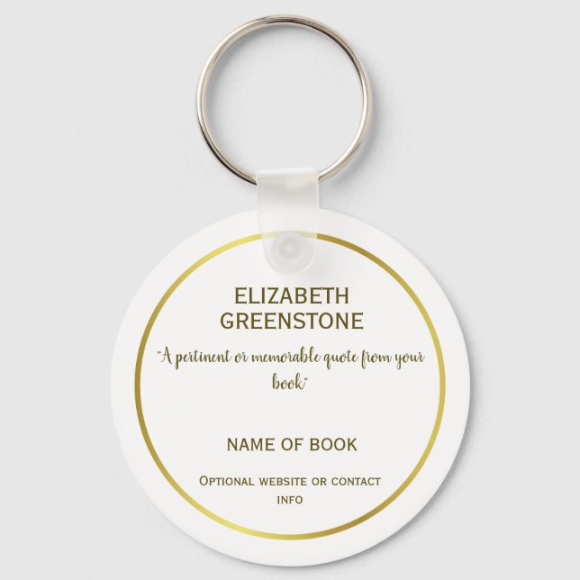 Author Promotional Book Quote Cover Key Ring (Front)