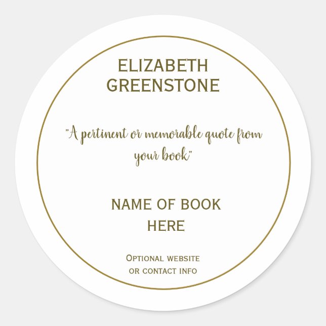 Author Promotional Classic Round Sticker (Front)
