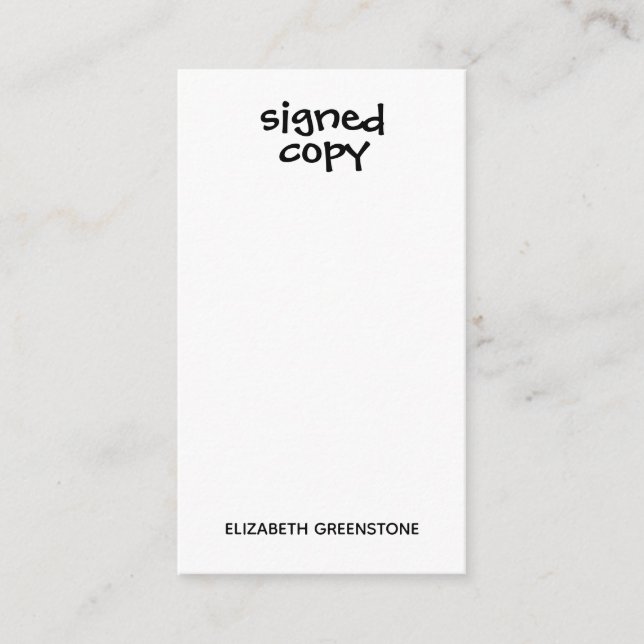 Author Promotional Signed Copy Bookmark Enclosure Card (Front)