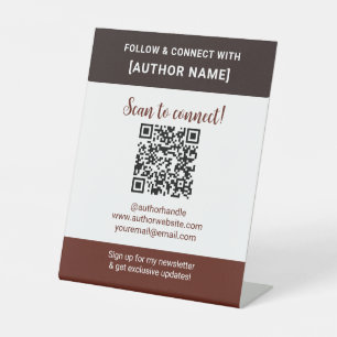 Author QR Code Follow & Connect Book Event Display Pedestal Sign