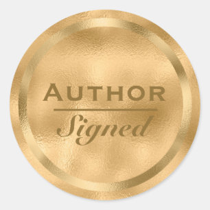 Author Signed Faux Gold Classic Round Sticker