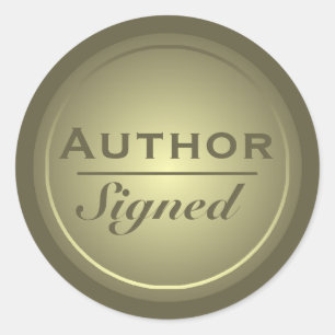 Author Signed Gold Custom Text Template Classic Round Sticker
