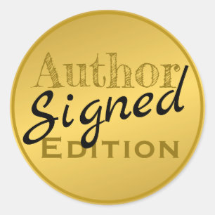 Author Signed Yellow Gold Classic Round Sticker