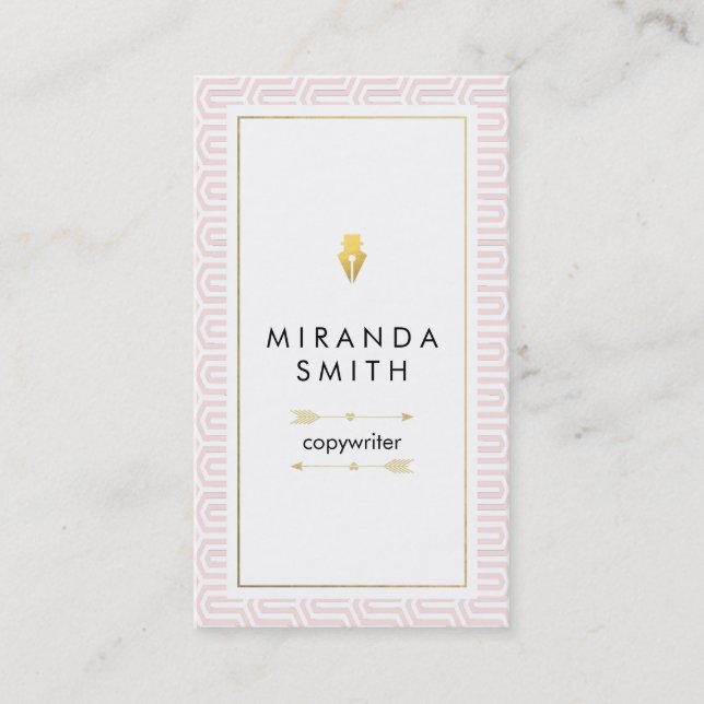 Author Writer Business Card - Chic geometric (Front)