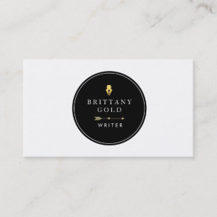 Author, Writer Business Card - Chic Gold and Black