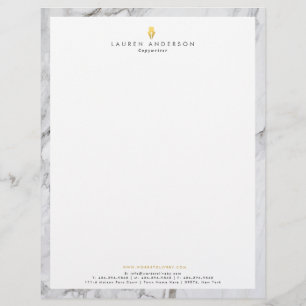 Author Writer Letterhead Marble Minimalist