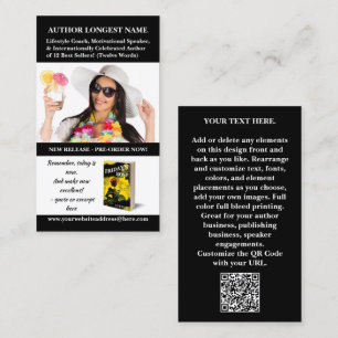Author Writer Speaker Book Promotion QR Code Black Business Card