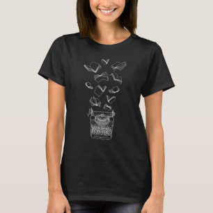 Author Writer Typewriter Flying Books T-Shirt
