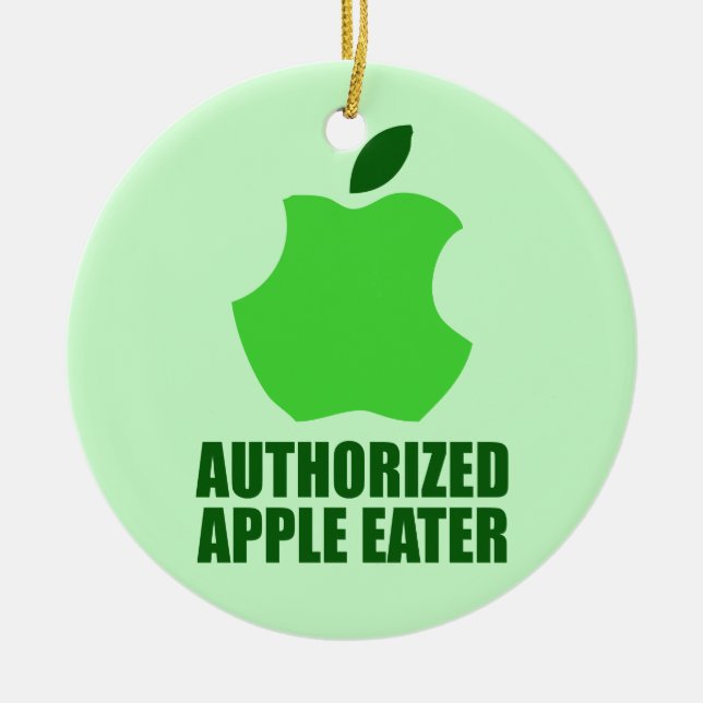 Authorised Apple Eater Ceramic Tree Decoration (Front)