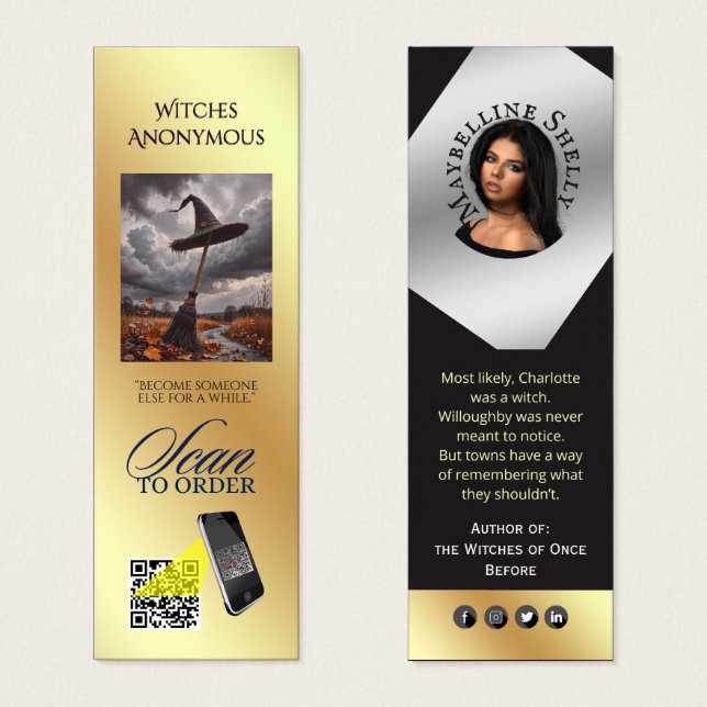  Author's Promotional Rose Gold Bookmarks (Front & Back)