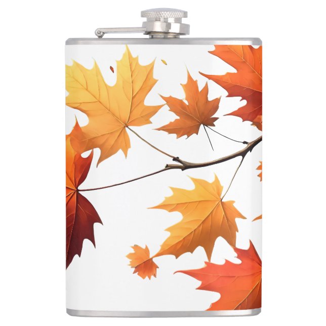 Authumn leaves Vinyl Wrapped Flask (Front)