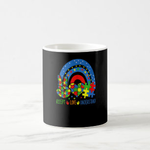Autism Accept Love Understand Puzzle Pieces Tie Dy Coffee Mug