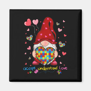 Autism Accept Love Understand Puzzle Pieces Tie Dy Magnet