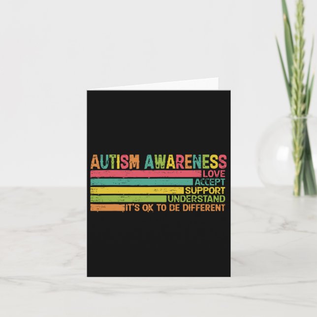 Autism Accept Support Understand Love Different (2 Card (Front)