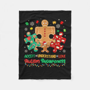 Autism Accept Understand Love Autism Puzzle Christ Fleece Blanket