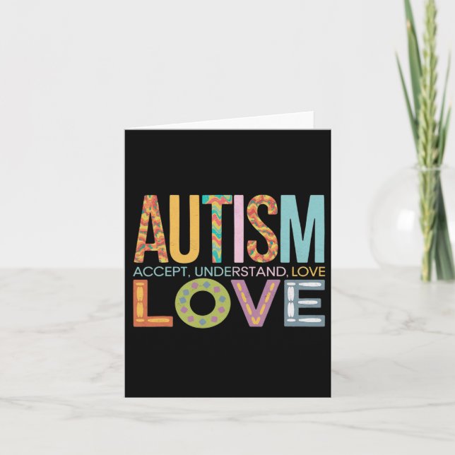 Autism Accept Understand Love Awareness Support Ki Card (Front)