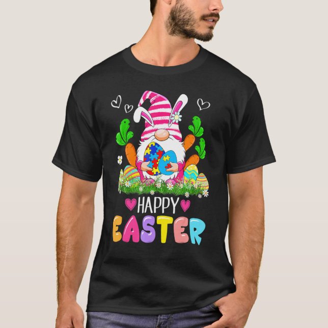 Autism Accept Understand Love Gnome Easter Eggs Ea T-Shirt (Front)