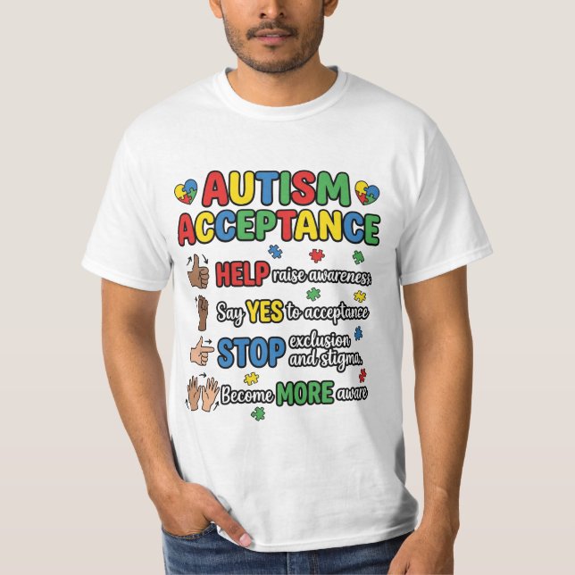 Autism Acceptance Awareness Support Neurodiversity T-Shirt (Front)