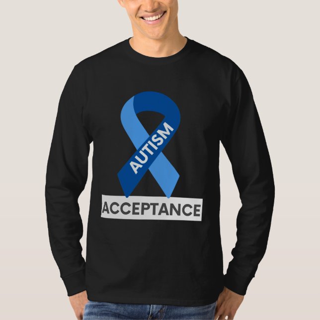 Autism Acceptance Blue Ribbon T-Shirt (Front)