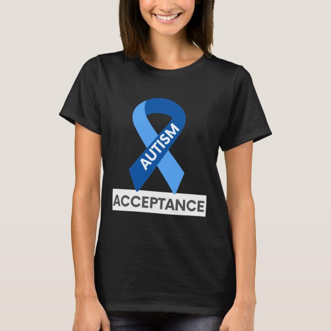 Autism Acceptance Blue Ribbon T-Shirt (Front)