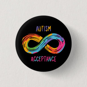 Autism Acceptance Colorful Rainbow Infinity Symbol 3 Cm Round Badge