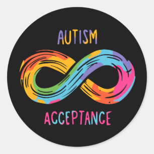 Autism Acceptance Colourful Rainbow Infinity Symbo Classic Round Sticker