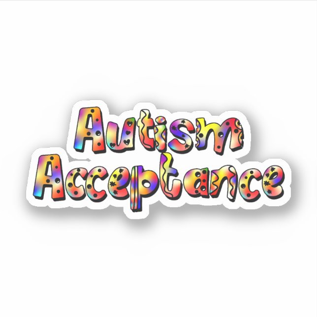 Autism Acceptance Colourful Rainbow Typography Tex (Front)