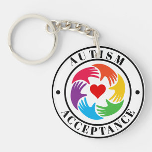 Autism Acceptance Hands & Heart Circle  Key Ring