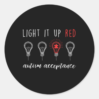 Autism Acceptance  Light It Up Red  #redinstead Classic Round Sticker