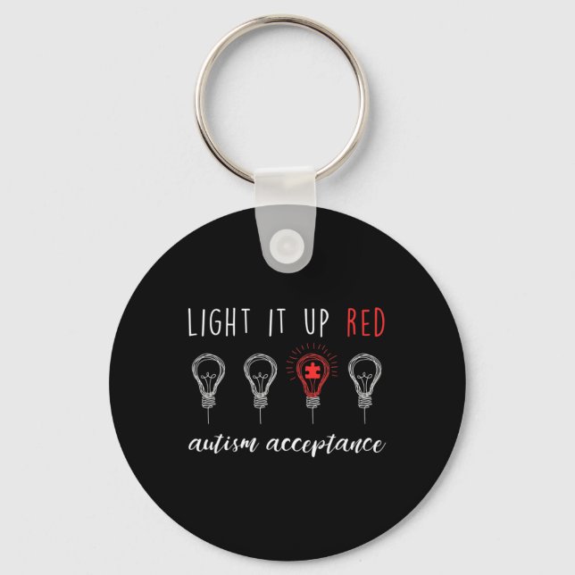Autism Acceptance Light It Up Red #redinstead  Key Ring (Front)