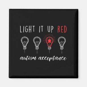 Autism Acceptance Light It Up Red #redinstead  Magnet
