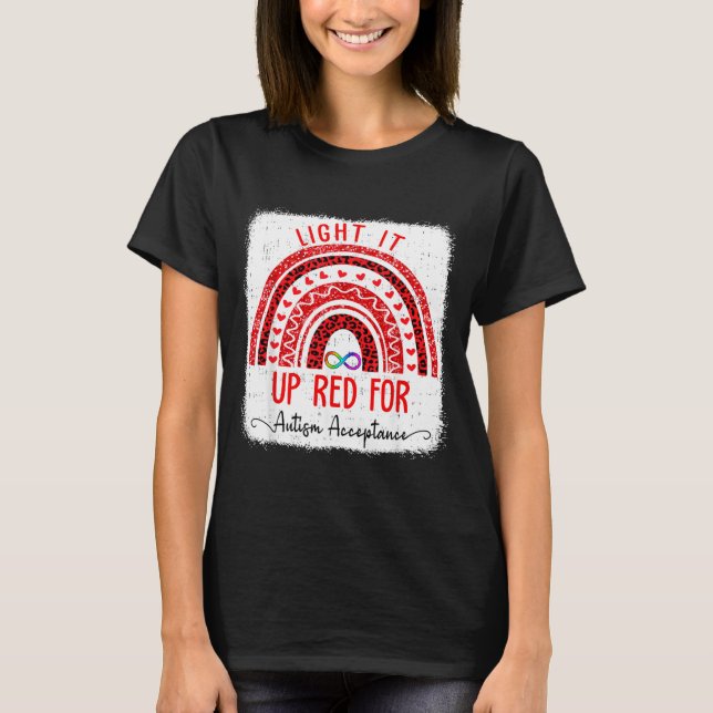 Autism Acceptance Red Instead Awareness Support T-Shirt (Front)