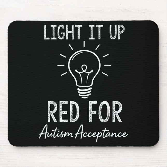 Autism Acceptance Red Instead Heart Awareness Men Mouse Pad (Front)