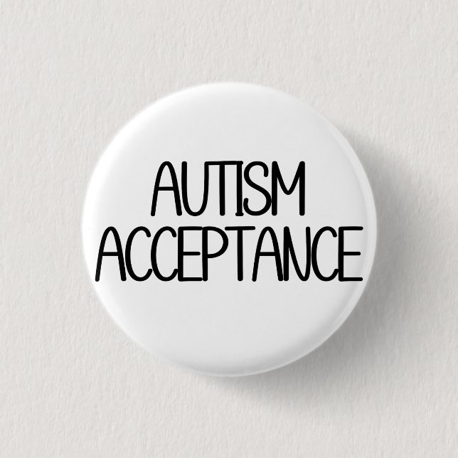 Autism Acceptance Simple Basic Black Text 3 Cm Round Badge (Front)