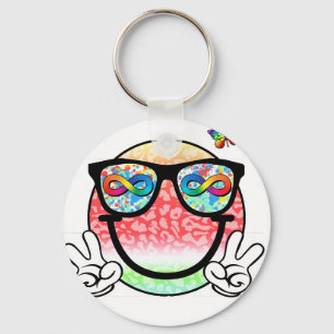autism acceptance smiley (2 key ring
