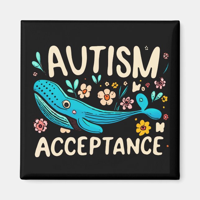 Autism Acceptance Whale Magnet (Front)