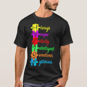 Autism Acronym And Puzzle Piece  Fun Autism Awaren T-Shirt