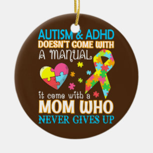 Autism & Adhd Doesn't Come With Manual It Come Ceramic Tree Decoration