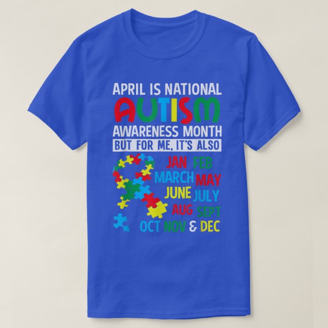 Autism & ADHD Tee April is National Autism Awarene (Design Front)