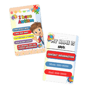 Autism Alert Nonverbal Autistic Contact ID Badge