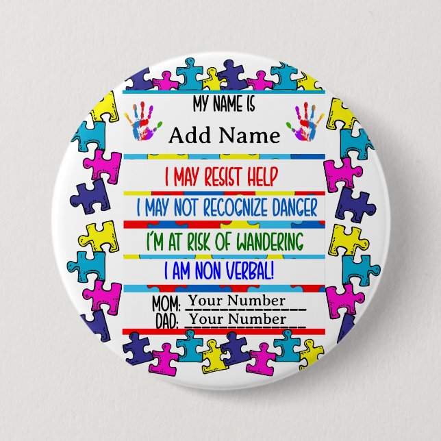 Autism Alert Nonverbal Pin (Front)