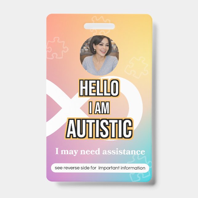 Autism Alert Photo ID Alert Badge (Front)