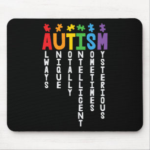 Autism Always Unique Totally Intelligent Autism Aw Mouse Pad