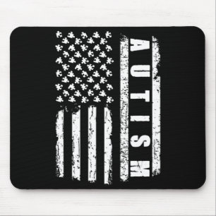 Autism  American Flag Autism Awareness Puzzle vint Mouse Pad