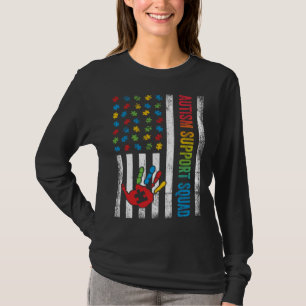 Autism American Flag Autism Support Squad T-Shirt