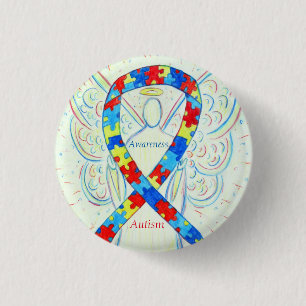 Autism Angel Puzzle Awareness Ribbon Pins